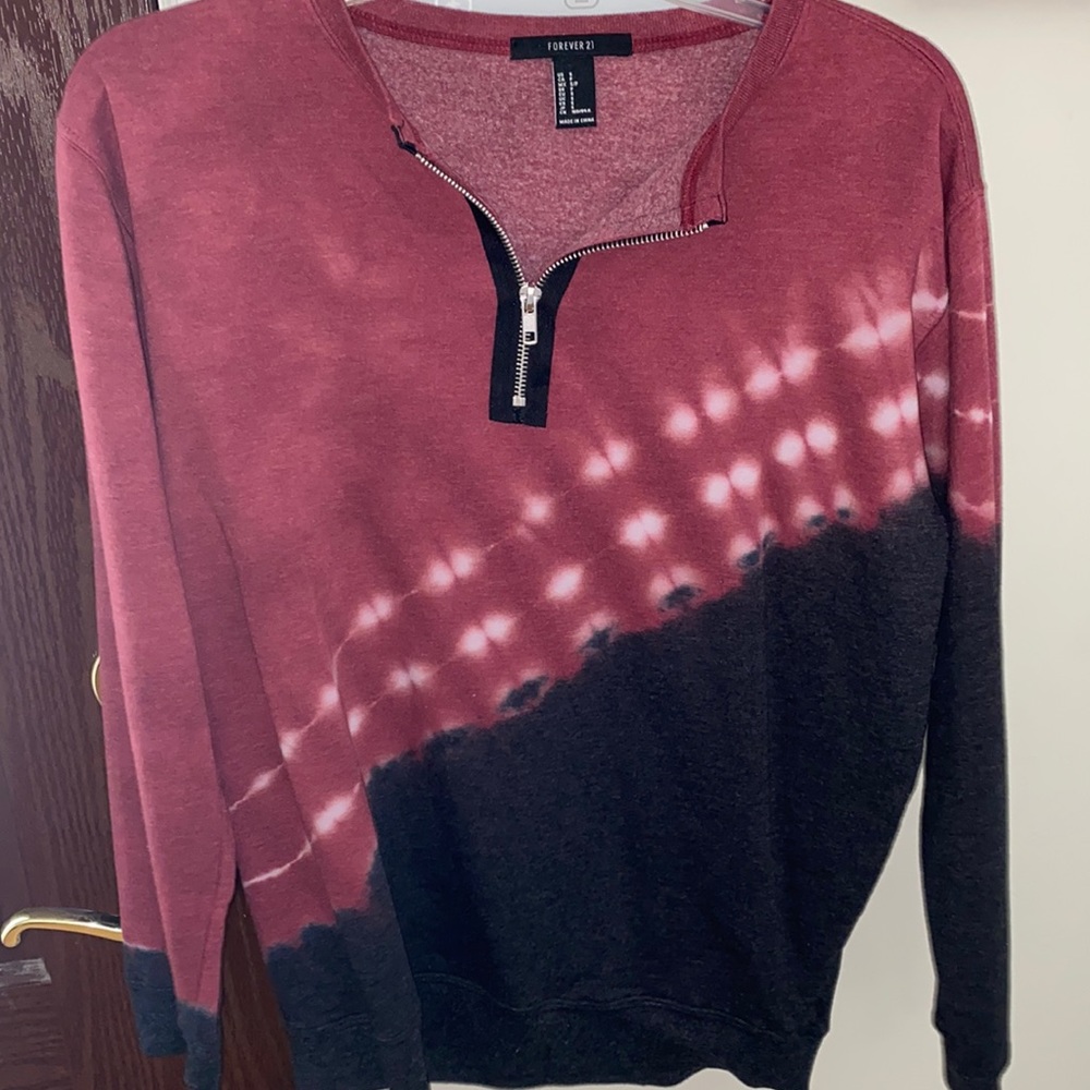 Forever 21 Tie Dye Half Zip Crew